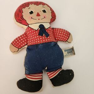 Vintage Knickerbocker Bean Bag Raggedy Andy 7.5" Cloth Doll